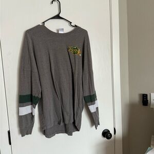 Gray Men's Sweater with Green and White Accents